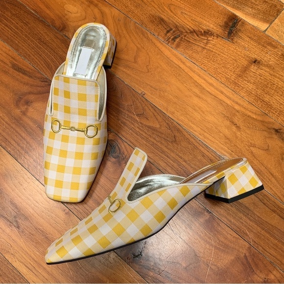 Suzanna Rae Vichy Mule Yellow Gingham Vamp Shoes 42 12 - Picture 3 of 12